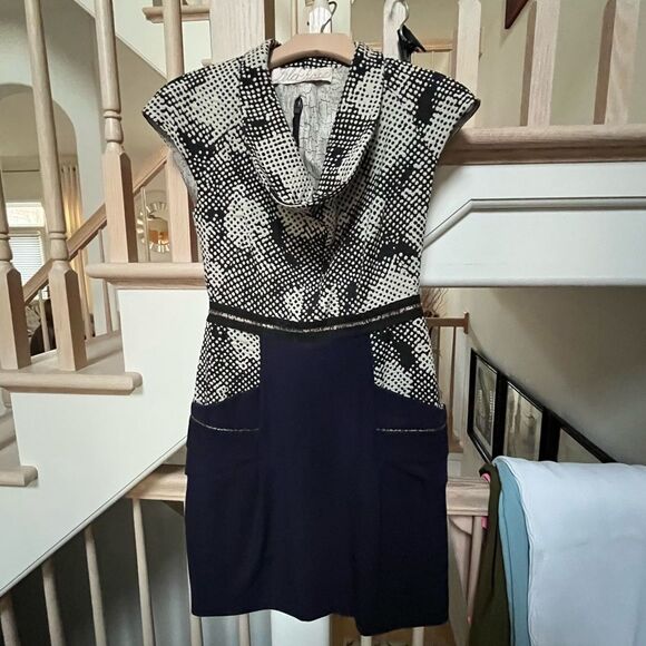 Lela Rose Pebble Print Mixed Media Mini Dress 2 - Picture 4 of 15